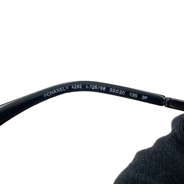 シャネル サングラス ロゴ パント シェイプ 53□20 135 4282 CHANEL アイウェア 黒
