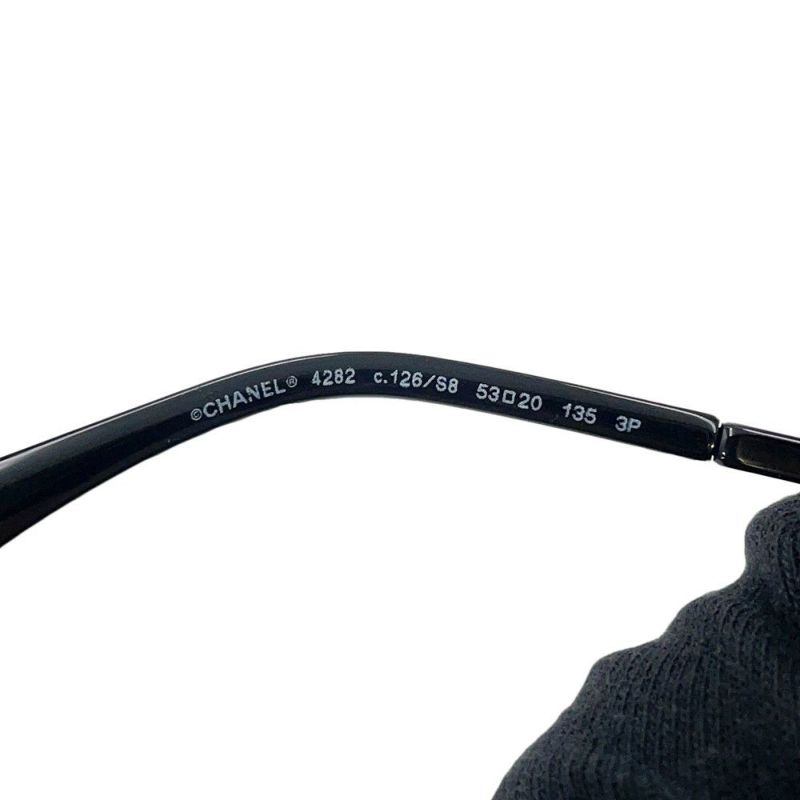 シャネル サングラス ロゴ パント シェイプ 53□20 135 4282 CHANEL アイウェア 黒