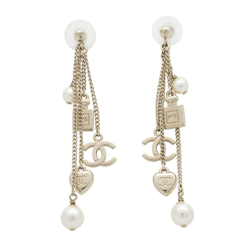 シャネル ピアス ココマーク スイング パフュームボトル ハート フェイクパール メタル B18B CHANEL アクセサリー