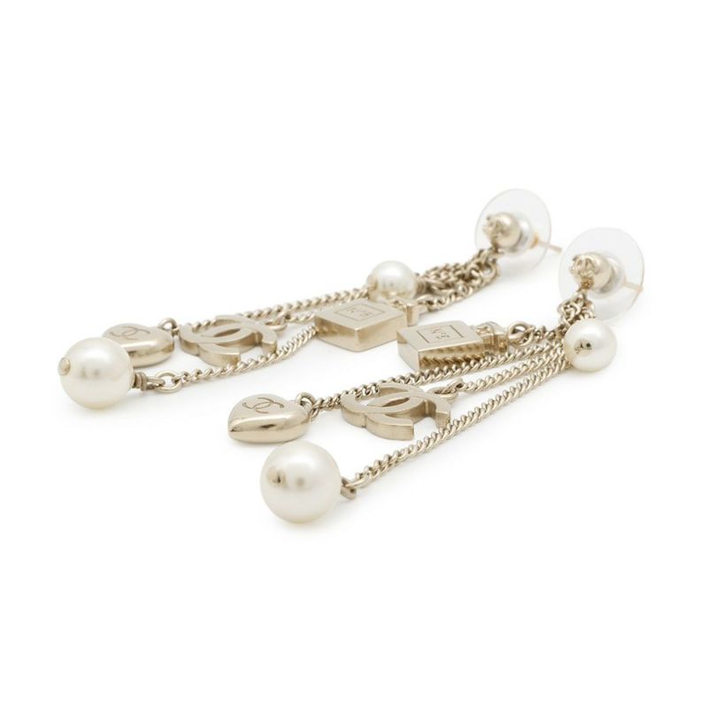 シャネル ピアス ココマーク スイング パフュームボトル ハート フェイクパール メタル B18B CHANEL アクセサリー