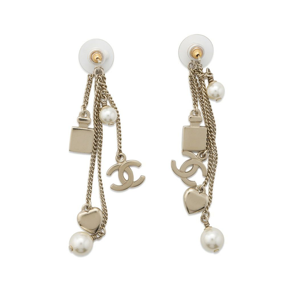 シャネル ピアス ココマーク スイング パフュームボトル ハート フェイクパール メタル B18B CHANEL アクセサリー