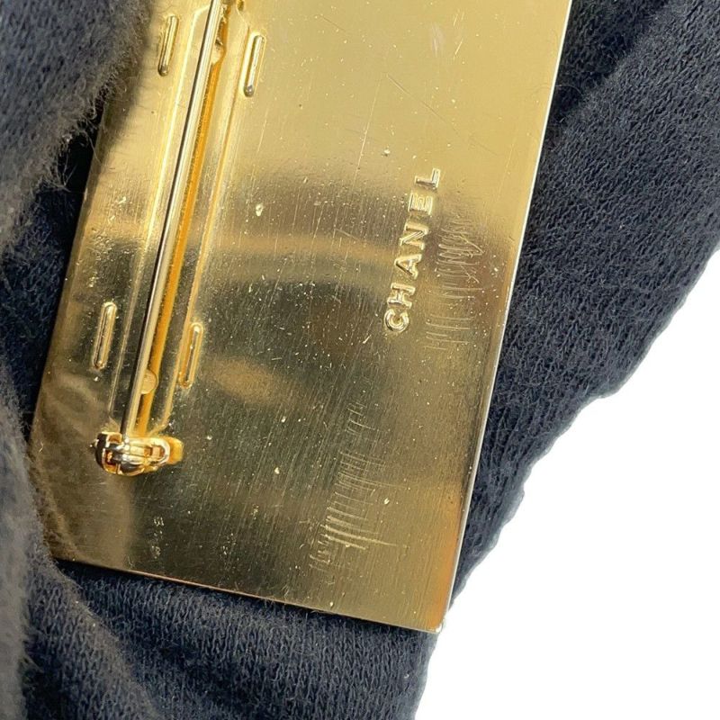 シャネル ブローチ ココマーク ロゴ スクエアプレート メタル CHANEL アクセサリー