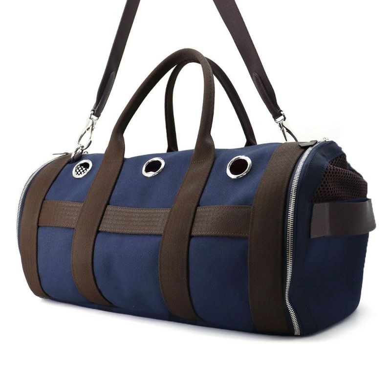 エルメス ドッグキャリーバッグ ネイビー/シルバー金具 キャンバス U刻印 HERMES 小型ペットキャリー