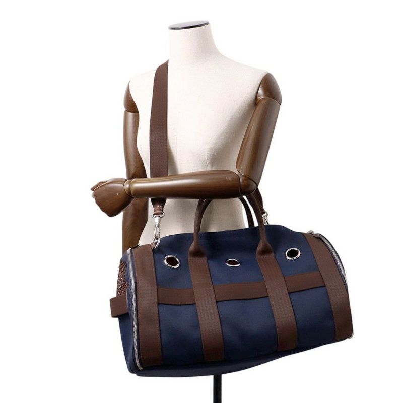 エルメス ドッグキャリーバッグ ネイビー/シルバー金具 キャンバス U刻印 HERMES 小型ペットキャリー