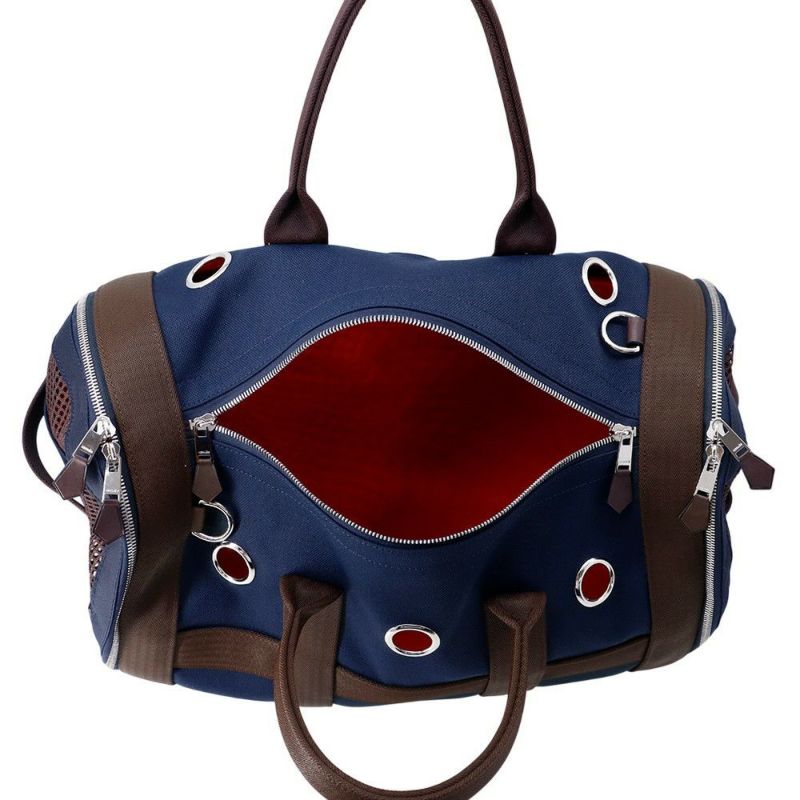 エルメス ドッグキャリーバッグ ネイビー/シルバー金具 キャンバス U刻印 HERMES 小型ペットキャリー