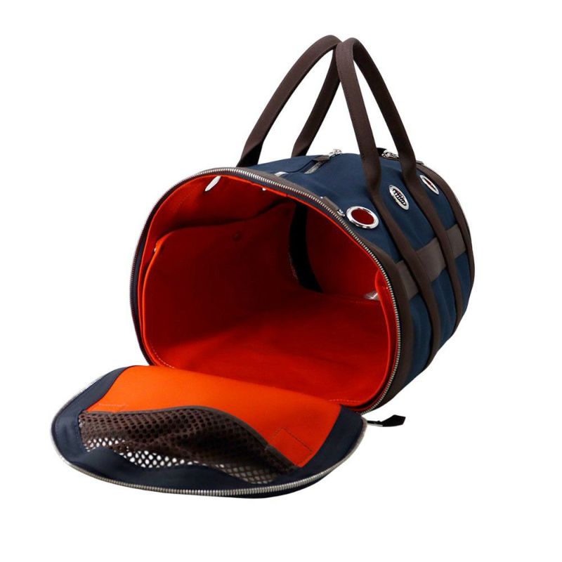 エルメス ドッグキャリーバッグ ネイビー/シルバー金具 キャンバス U刻印 HERMES 小型ペットキャリー