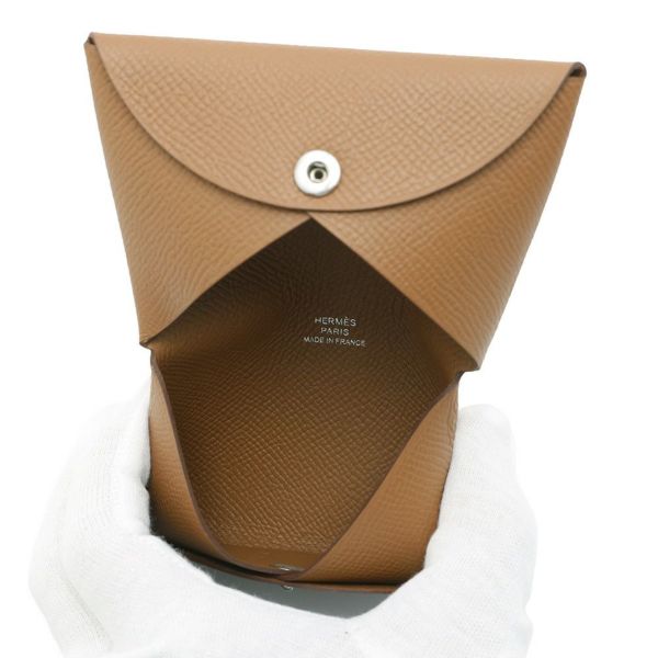 エルメス カードケース カルヴィ ゴールド エプソン B刻印 HERMES 名刺入れ