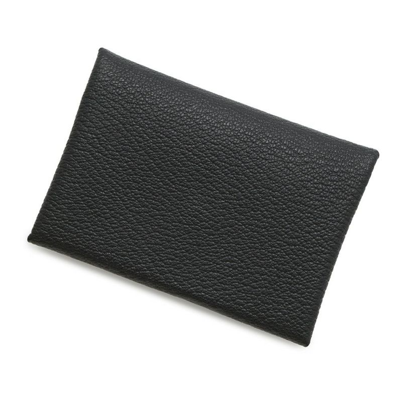 エルメス コインケース カルヴィ デュオ ブラック/シルバー金具 シェブルミゾル B刻印 HERMES シェーブル 黒