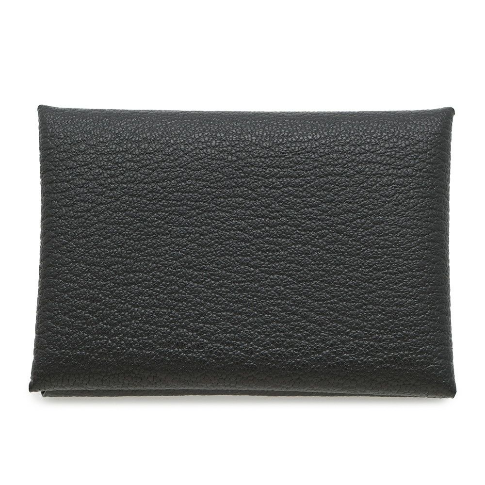 エルメス コインケース カルヴィ デュオ ブラック/シルバー金具 シェブルミゾル B刻印 HERMES シェーブル 黒