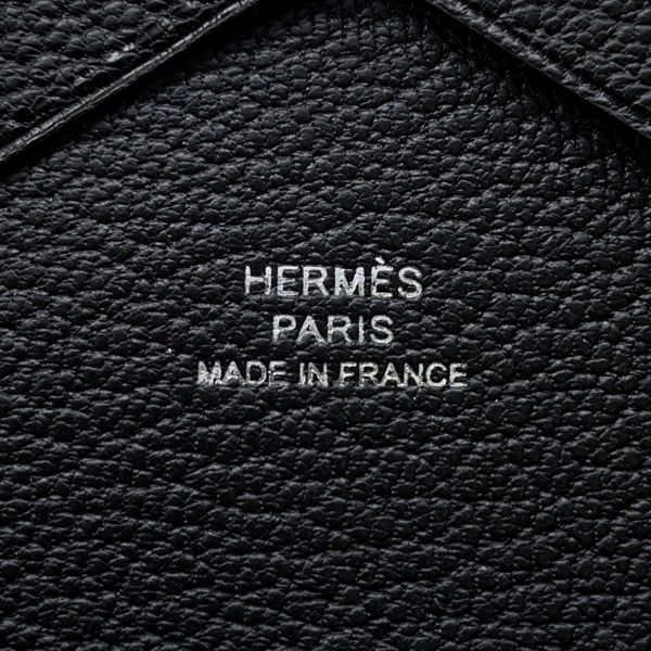 エルメス コインケース カルヴィ デュオ ブラック/シルバー金具 シェブルミゾル B刻印 HERMES シェーブル 黒