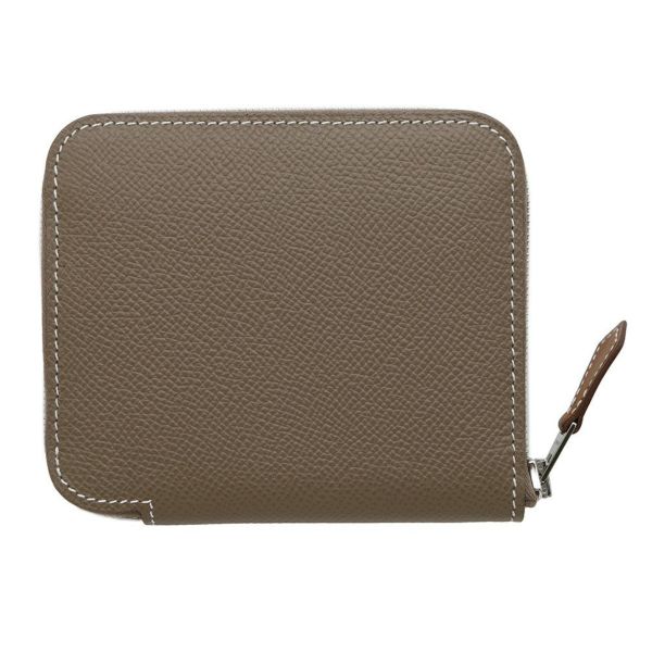 エルメス コインケース アザップコンパクト シルクイン エトゥープ/シルバー金具 エプソン K刻印