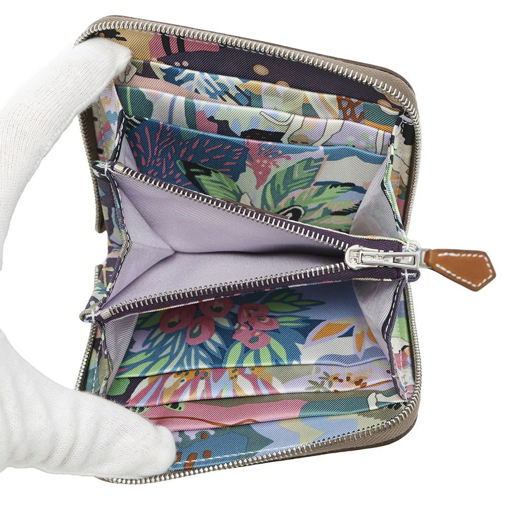 エルメス コインケース アザップコンパクト シルクイン エトゥープ/シルバー金具 エプソン K刻印