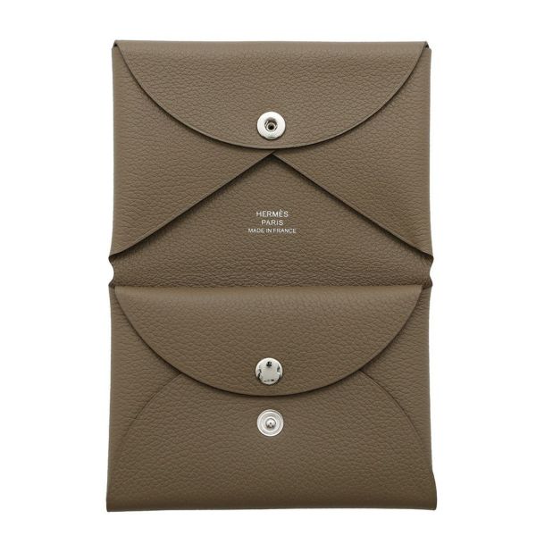 エルメス コインケース カルヴィ デュオ エトゥープ/シルバー金具 エバーカラー W刻印 財布