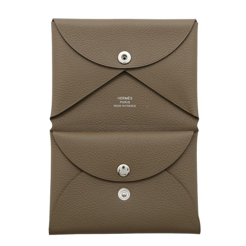 エルメス コインケース カルヴィ デュオ エトゥープ/シルバー金具 エバーカラー W刻印 財布