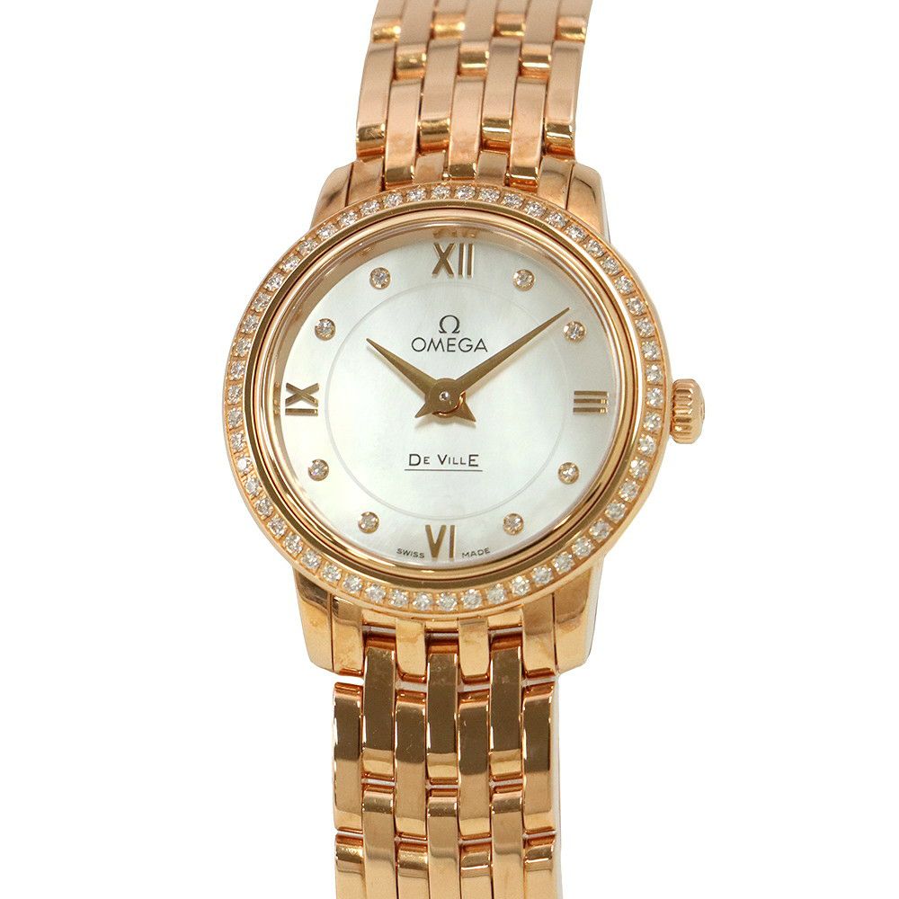 オメガ デヴィル プレステージ 424.55.24.60.55.002 OMEGA レディース 腕時計 ホワイトシェル文字盤