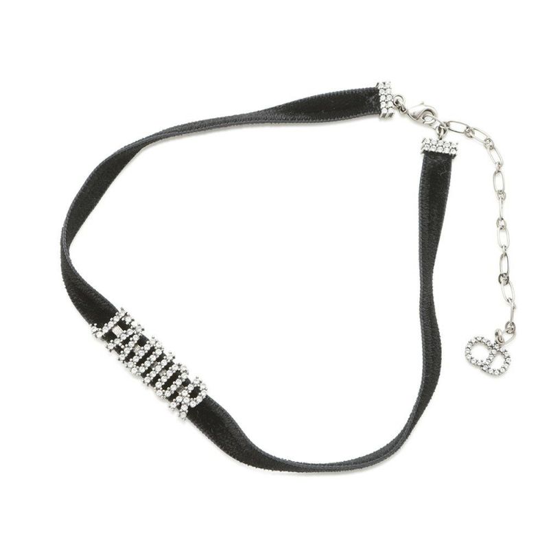 ディオール チョーカー J'ADIOR ラインストーン ベロア メタル Christian Dior ネックレス 黒