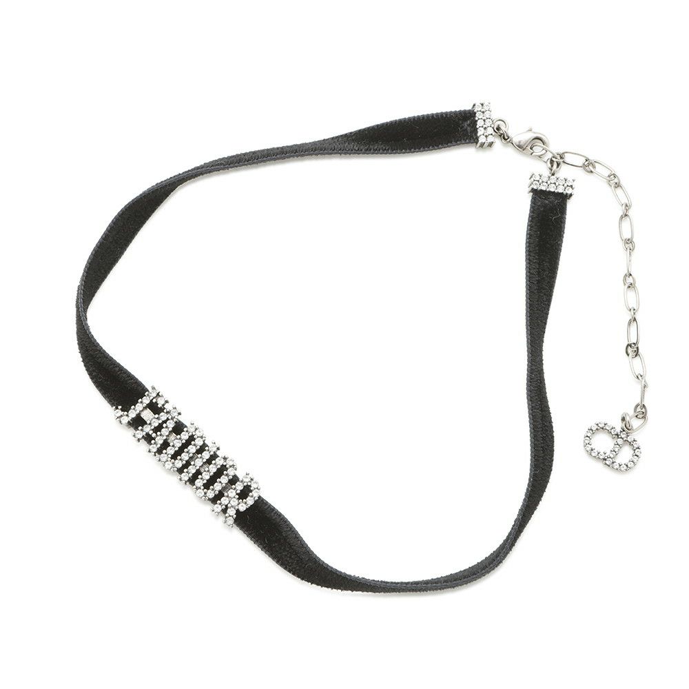 ディオール チョーカー J'ADIOR ラインストーン ベロア メタル Christian Dior ネックレス 黒