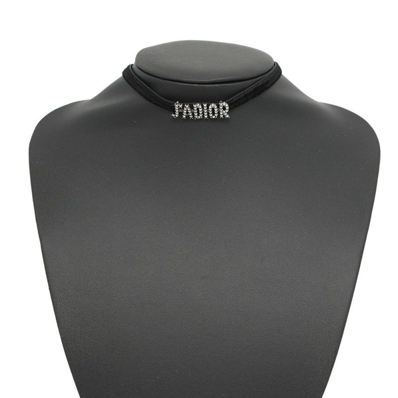ディオール チョーカー J'ADIOR ラインストーン ベロア メタル Christian Dior ネックレス 黒