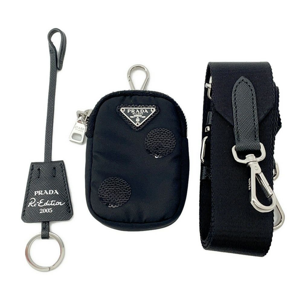 プラダ ショルダーバッグ Re-Edition 2005 Re-Nylon ポルカドット ナイロン スパンコール 1BH204 PRADA 2way 黒