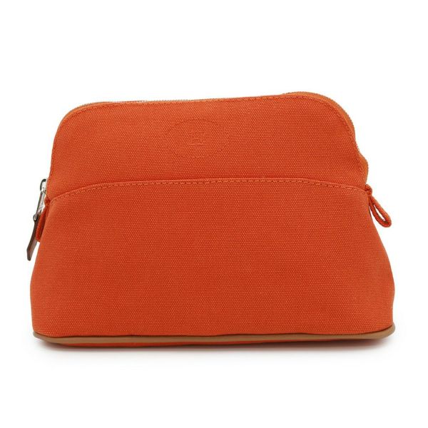 美品　HERMES ボリードポーチ ミニミニ オレンジ エルメス ポーチ ボリードポーチ ミニ オレンジ/シルバー金具