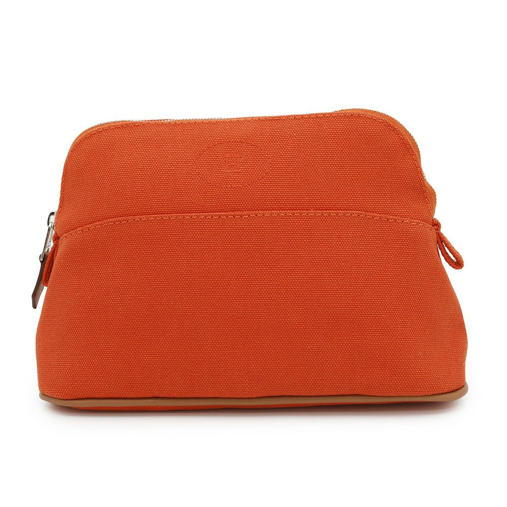 エルメス ポーチ ボリードポーチ ミニ オレンジ/シルバー金具 キャンバス HERMES 小物入れ