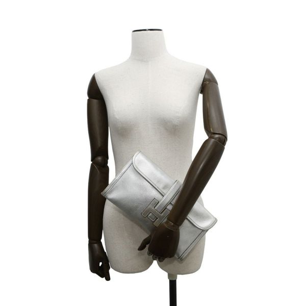 エルメス クラッチバッグ ジジェ エラン シルバー シェブルミゾル □H刻印 HERMES アテネオリンピック限定