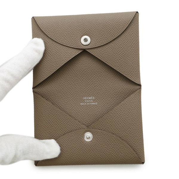 エルメス カードケース カルヴィ エトゥープ エプソン U刻印 HERMES 名刺入れ