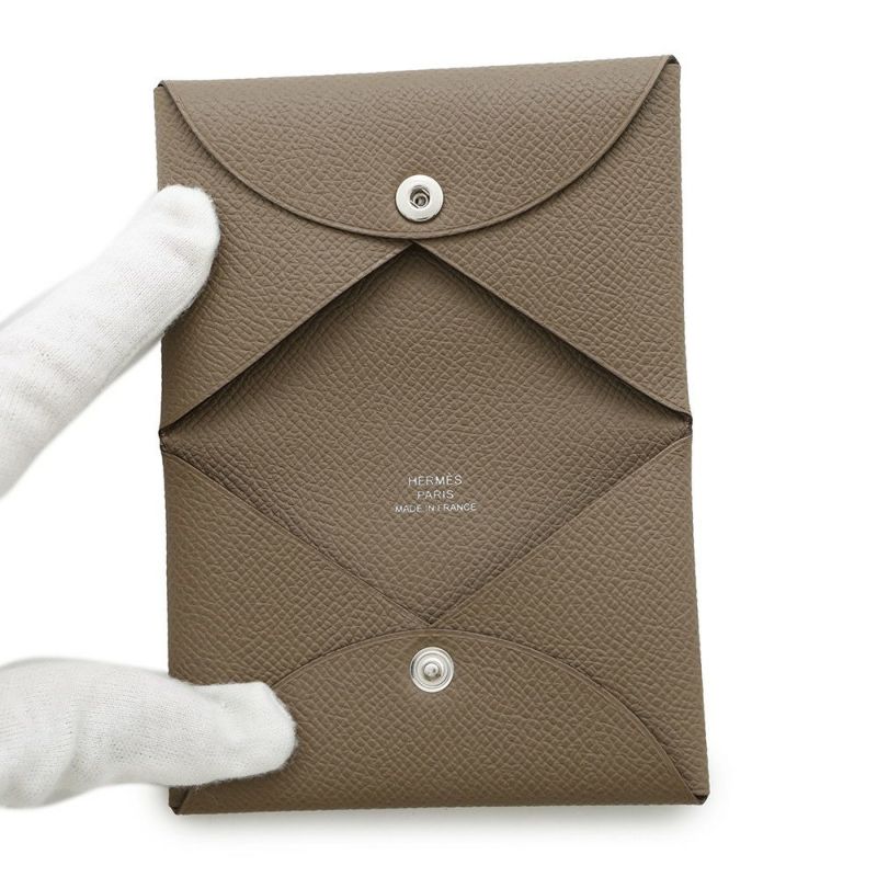 エルメス カードケース カルヴィ エトゥープ エプソン U刻印 HERMES 名刺入れ