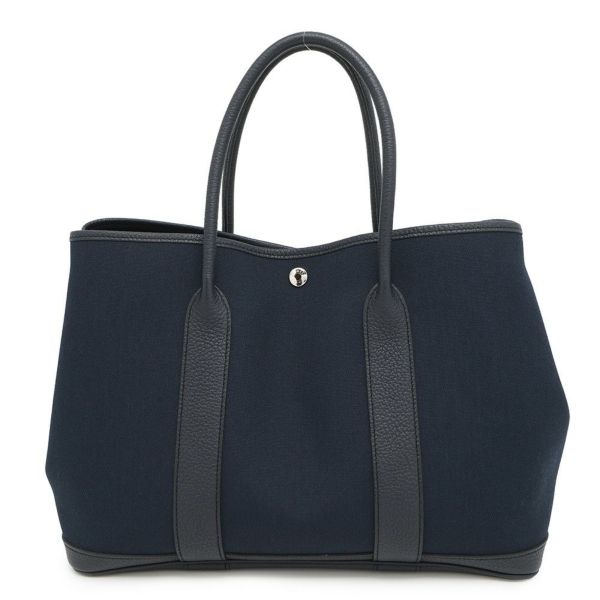 エルメス トートバッグ ガーデンパーティPM ブルーマリン/ブラック/シルバー金具 トワルオフィシエ/ネゴンダ D刻印