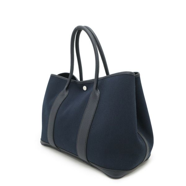 エルメス トートバッグ ガーデンパーティPM ブルーマリン/ブラック/シルバー金具 トワルオフィシエ/ネゴンダ D刻印