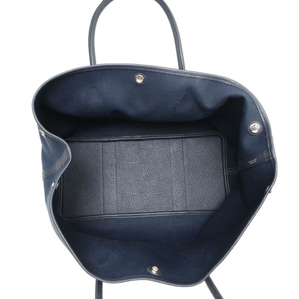 エルメス トートバッグ ガーデンパーティPM ブルーマリン/ブラック/シルバー金具 トワルオフィシエ/ネゴンダ D刻印