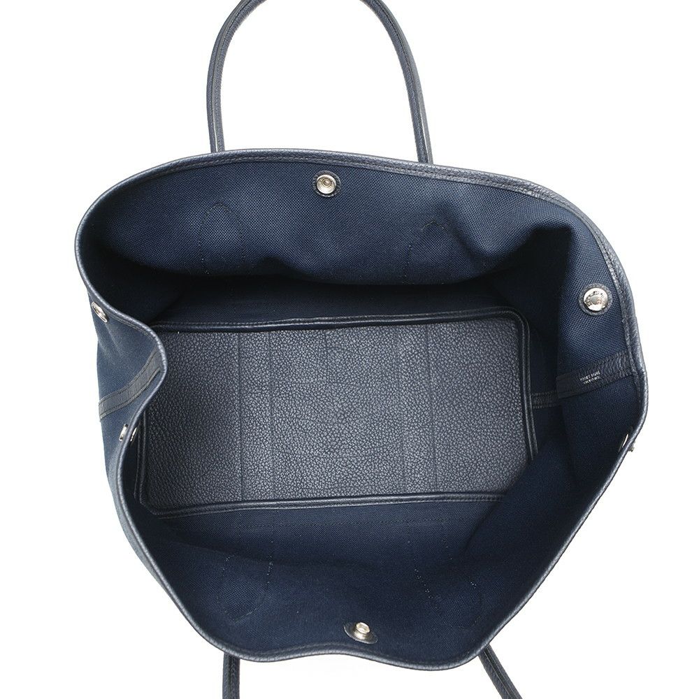 エルメス トートバッグ ガーデンパーティPM ブルーマリン/ブラック/シルバー金具 トワルオフィシエ/ネゴンダ D刻印