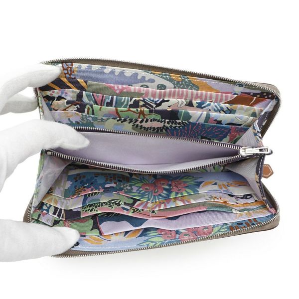 エルメス 長財布 アザップロング シルクイン エトゥープ/シルバー金具 エプソン W刻印 財布