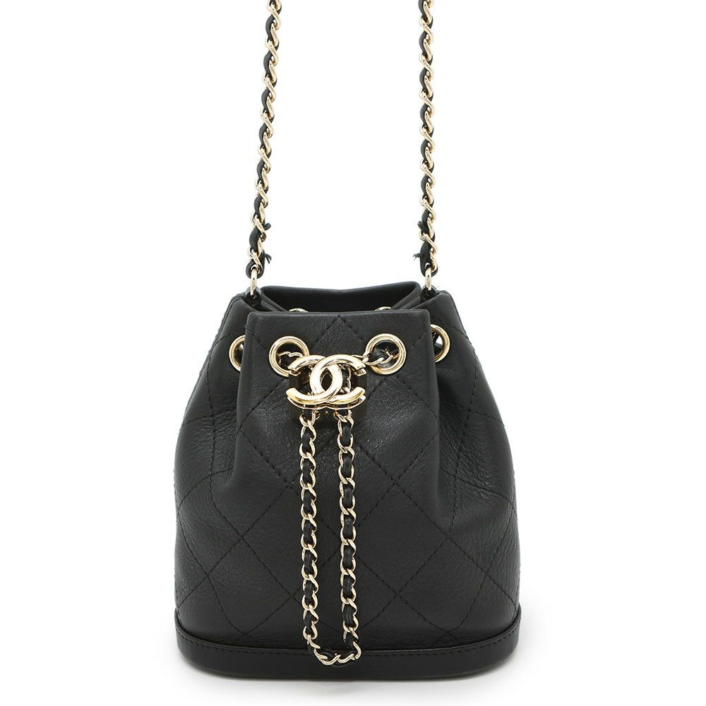 シャネル チェーンショルダーバッグ マトラッセ ココマーク ラムスキン AS0197 CHANEL ミニバッグ 黒