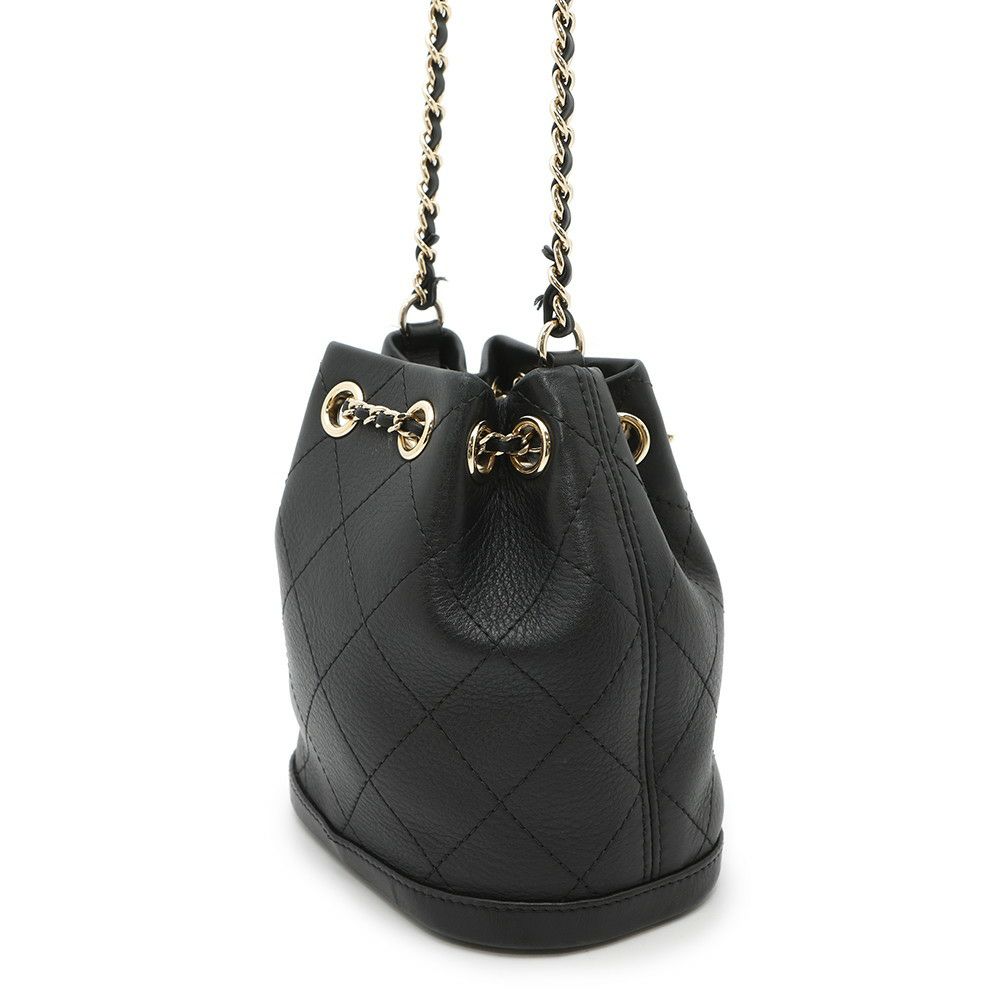 シャネル チェーンショルダーバッグ マトラッセ ココマーク ラムスキン AS0197 CHANEL ミニバッグ 黒