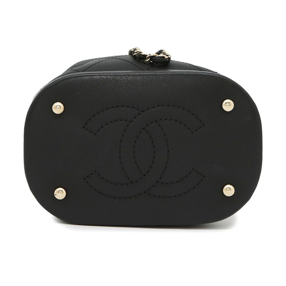 シャネル チェーンショルダーバッグ マトラッセ ココマーク ラムスキン AS0197 CHANEL ミニバッグ 黒