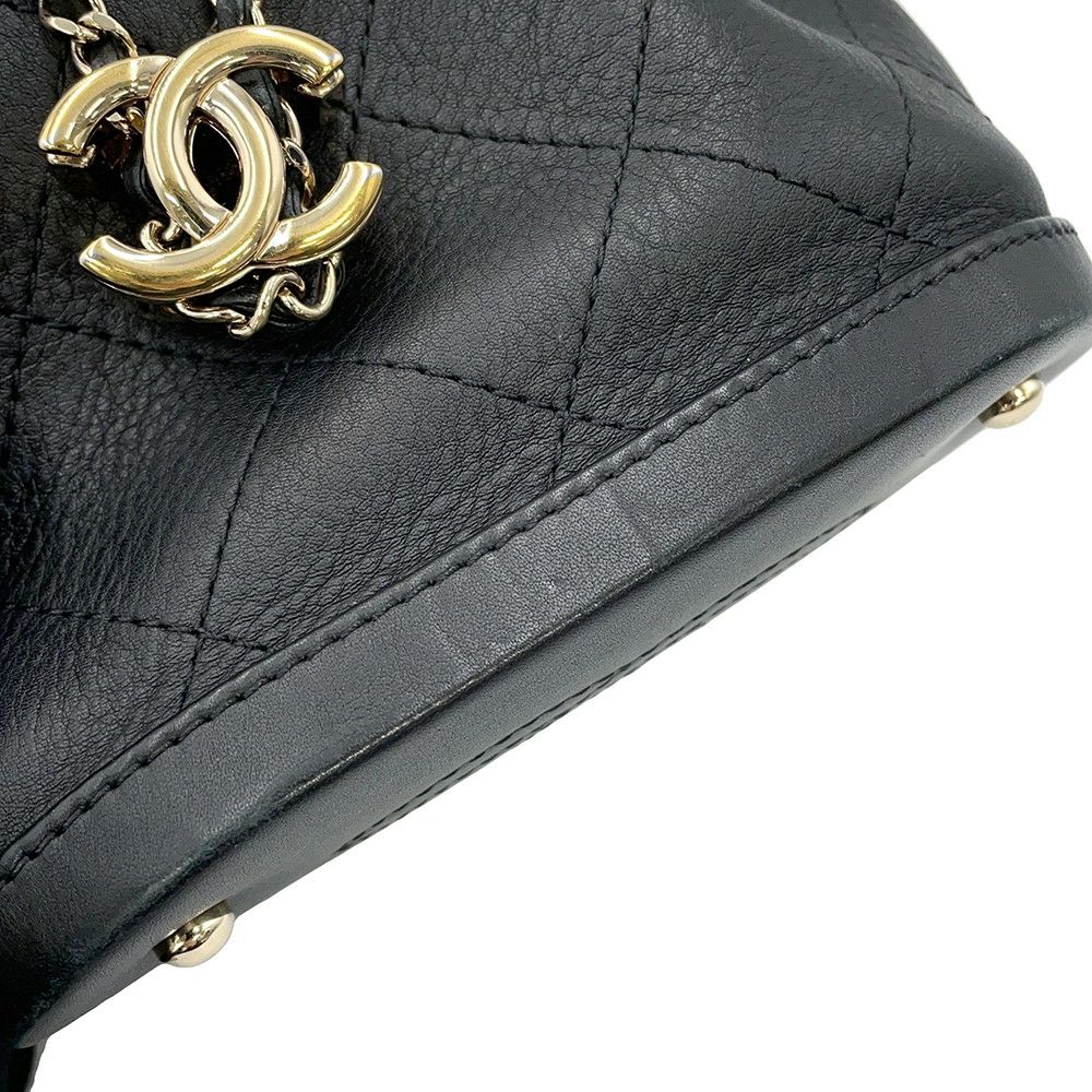 シャネル チェーンショルダーバッグ マトラッセ ココマーク ラムスキン AS0197 CHANEL ミニバッグ 黒