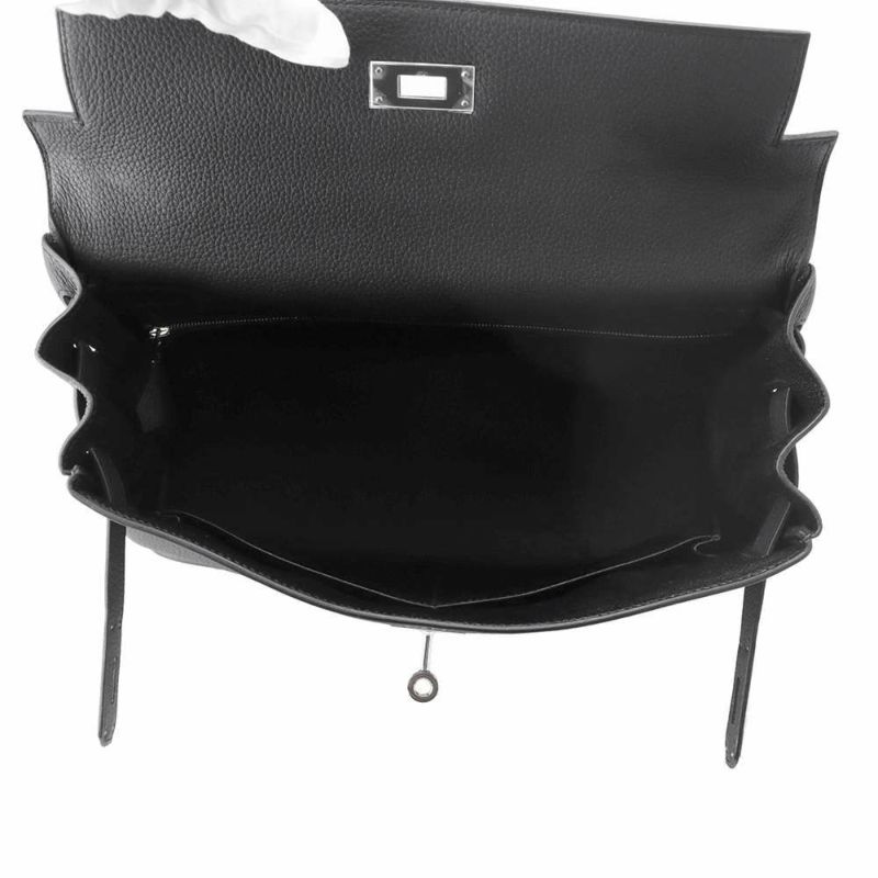 エルメス ハンドバッグ ケリー32 内縫い ブラック/シルバー金具 トゴ U刻印 2wayショルダー 黒