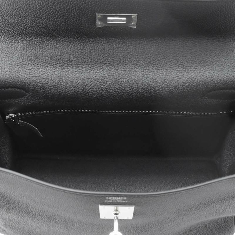 エルメス ハンドバッグ ケリー32 内縫い ブラック/シルバー金具 トゴ U刻印 2wayショルダー 黒