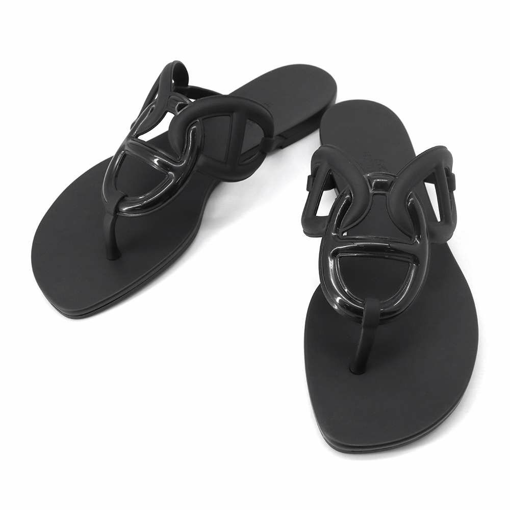 エルメス サンダル エジェリ Egerie レディースサイズ35 HERMES 靴 黒  