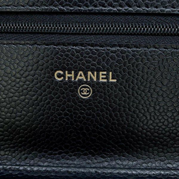 シャネル チェーンウォレット マトラッセ ココマーク キャビアスキン AP0250 CHANEL 財布 黒