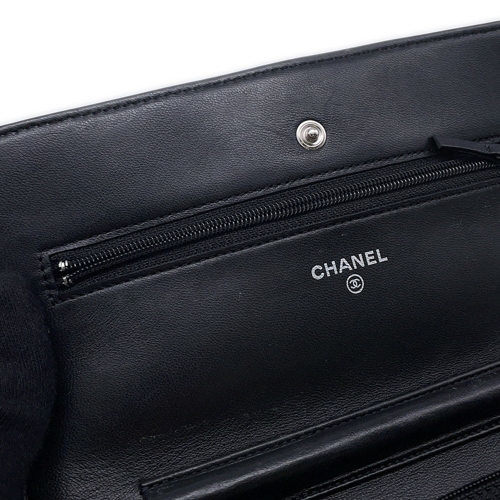 シャネル チェーンウォレット クラシック マトラッセ ココマーク ラムスキン AP0250 CHANEL 財布 ブラック 黒