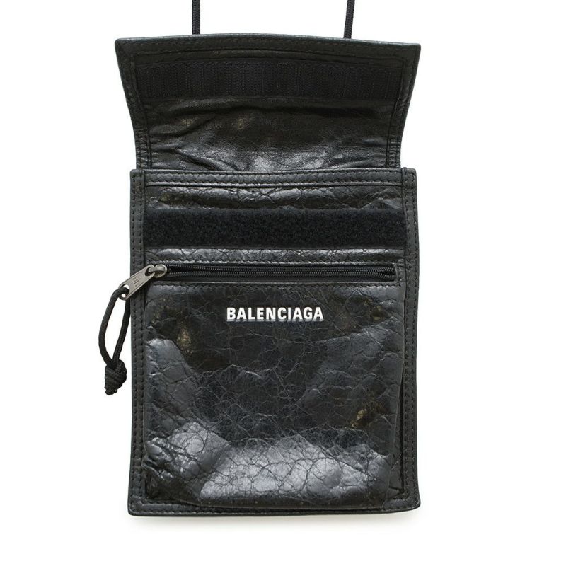 バレンシアガ ショルダーポーチ エクスプローラー レザー 532298 BALENCIAGA サコッシュ 黒