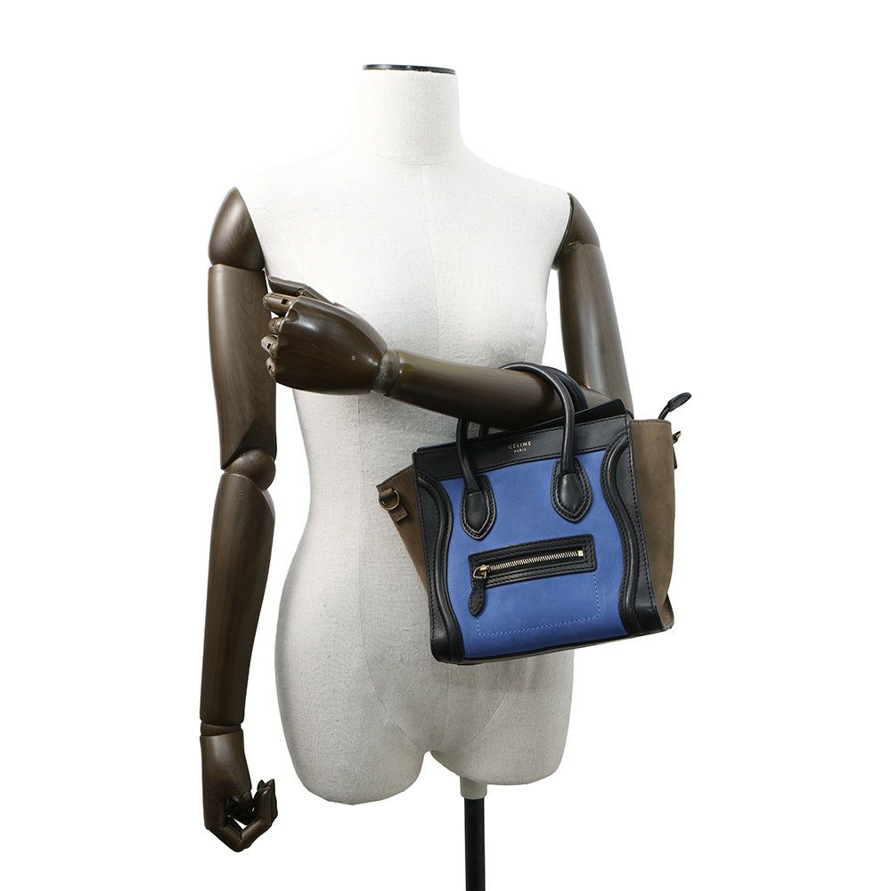セリーヌ ハンドバッグ ラゲージ ナノショッパー スエード レザー 168243 CELINE 2way 黒
