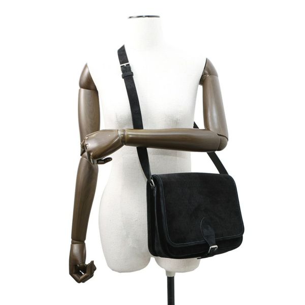 サンローランパリ ショルダーバッグ ロゴ メッセンジャーバッグ ベルベット 688253 SAINT LAURENT PARIS 黒