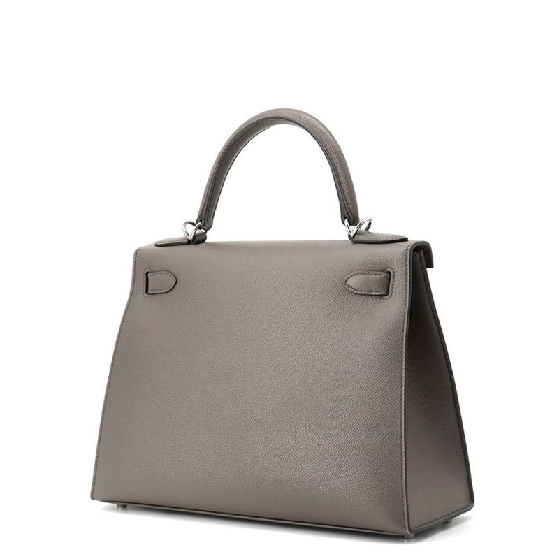 エルメス ハンドバッグ ケリー28 外縫い エタン/シルバー金具 エプソン U刻印 HERMES Kelly 2wayバッグ