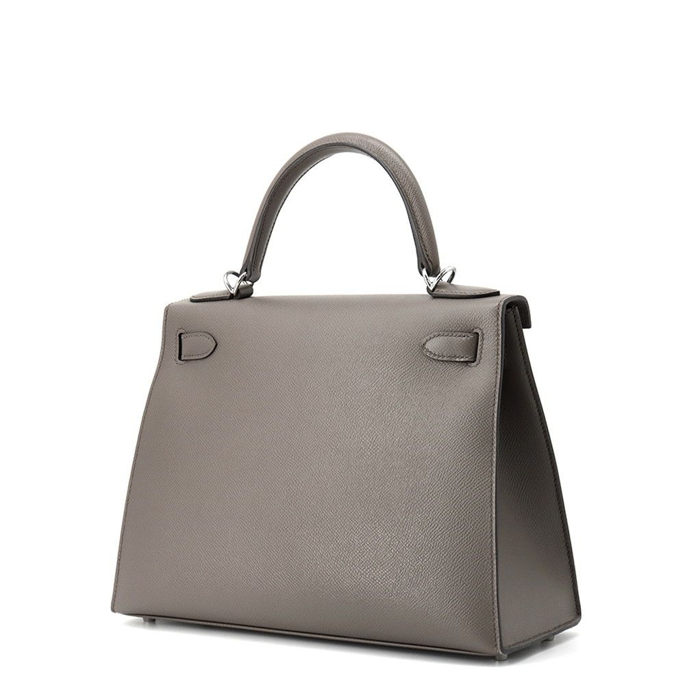 エルメス ハンドバッグ ケリー28 外縫い エタン/シルバー金具 エプソン U刻印 HERMES Kelly 2wayバッグ