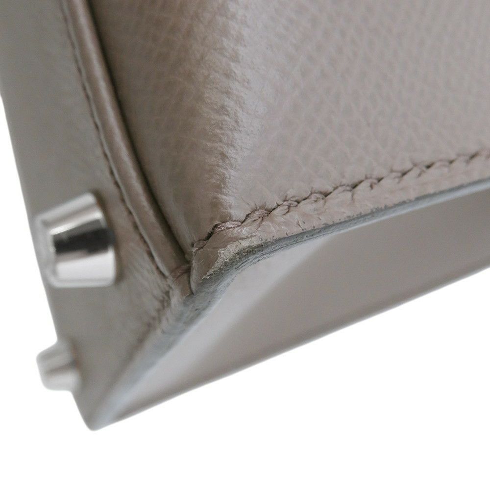 エルメス ハンドバッグ ケリー28 外縫い エタン/シルバー金具 エプソン U刻印 HERMES Kelly 2wayバッグ