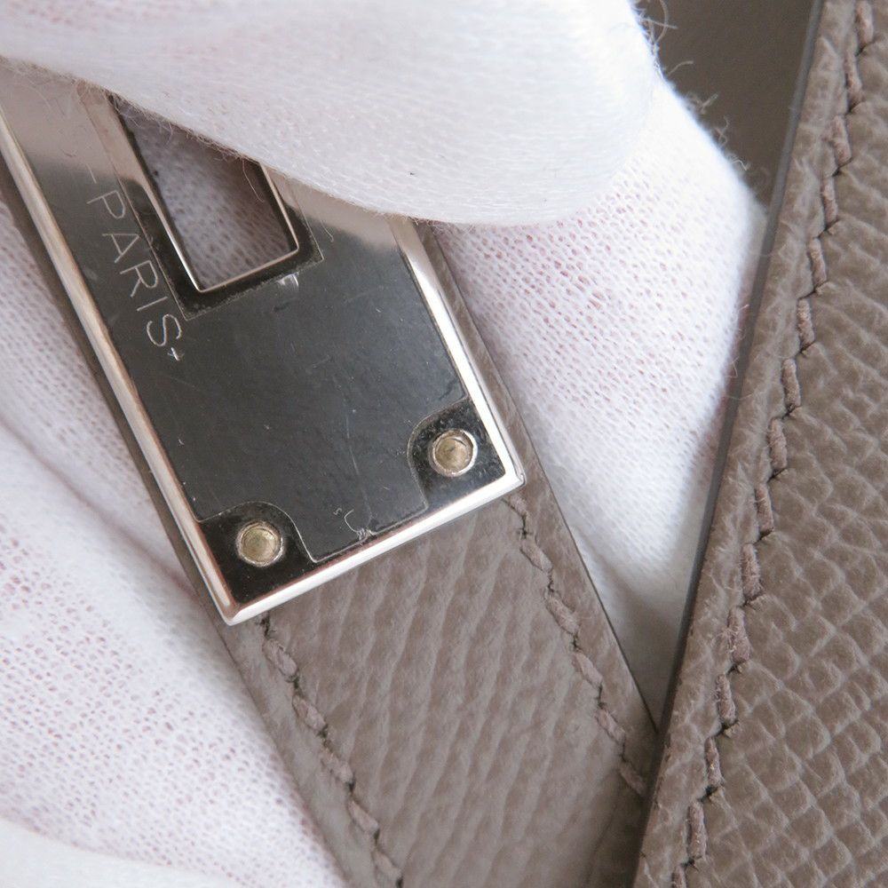 エルメス ハンドバッグ ケリー28 外縫い エタン/シルバー金具 エプソン U刻印 HERMES Kelly 2wayバッグ