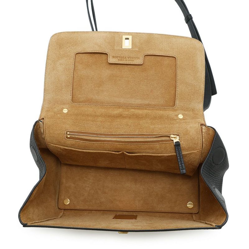 ボッテガヴェネタ ショルダーバッグ アングル パルメラート レザー 576143 BOTTEGA VENETA 黒